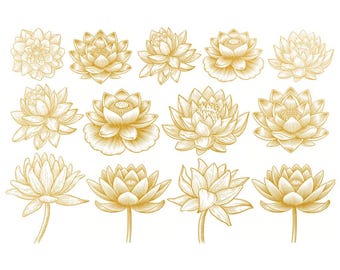 Ceramic Decal - Gold Overglaze Decal, Gold Lotus