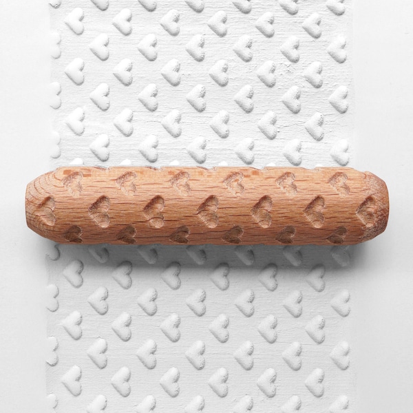 Clay Texture Roller, Pottery Hand Roller, Pastry texture Roller - Heart