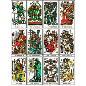 Decalcomania in ceramica - Carta dei tarocchi del tatuaggio smaltato - A