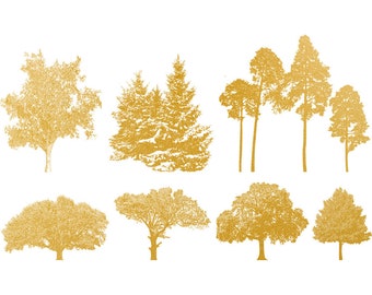 Ceramic Decal - Overglaze Trees Gold