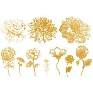 Ceramic Decal - Overglaze Flower Gold