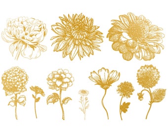 Ceramic Decal - Overglaze Flower Gold