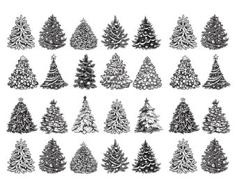 Ceramic Decal, Underglaze Transfer, Underglaze decal  - Holiday Trees