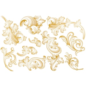 Ceramic Decal, Gold Overglaze Decal, Victorian Flourish