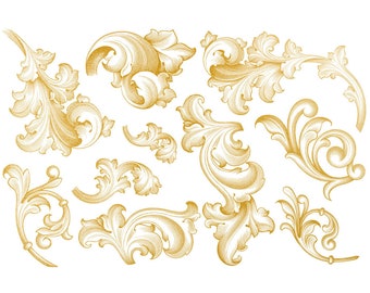 Ceramic Decal, Gold Overglaze Decal, Victorian Flourish