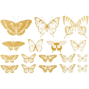 Keramik Aufkleber - Aufglasur Schmetterling 02 Gold