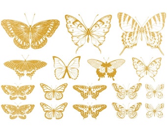 Decalque cerâmico - Borboleta sobre esmalte 02 Dourado