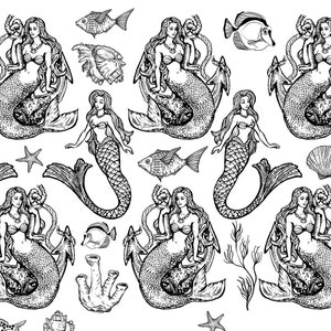 Ceramic Decal, Underglaze Transfer - Mermaid