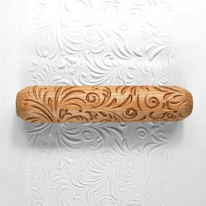 Clay Texture Roller, Pottery Hand Roller, Pastry texture Roller - Fairy Fern