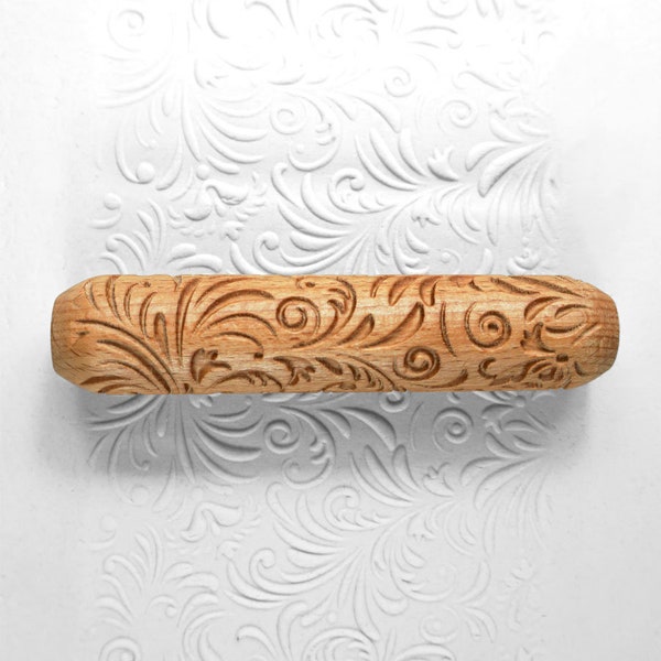 Clay Texture Roller, Pottery Hand Roller, Pastry texture Roller - Fairy Fern