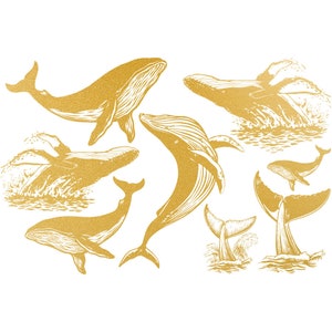 Ceramic Decal - Gold Overglaze Decal, Whale