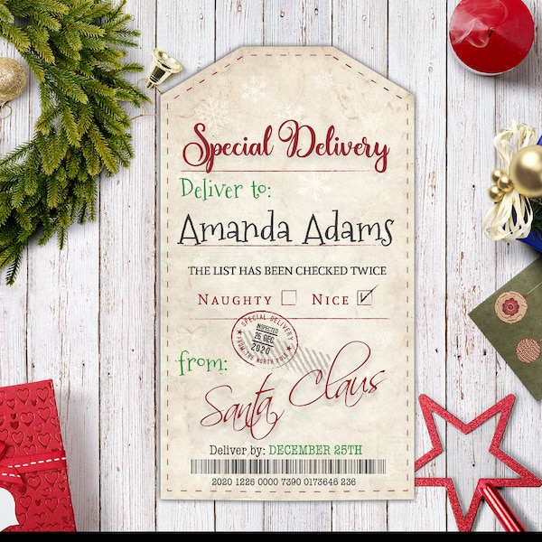 PERSONALIZED Santa Claus Gift Tag