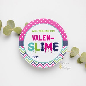 Valentine Slime Tags Pink + Navy