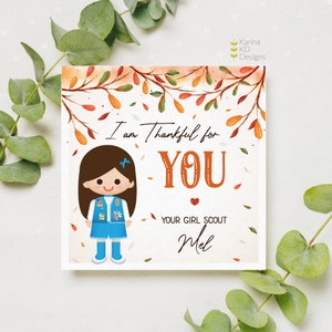 Thankful for You - Girl Scout Thank You tags