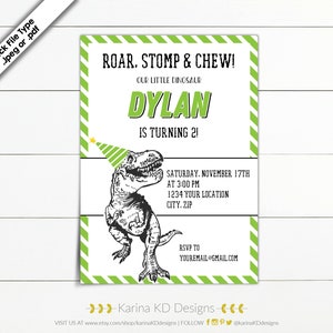Dinosaurus 5 x 7 uitnodiging