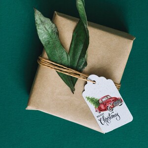 Red Truck Merry Christmas Gift Tags