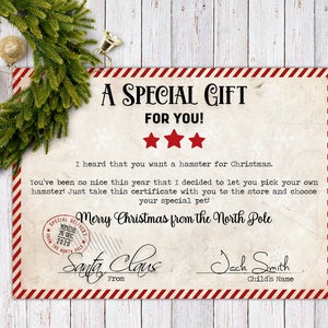 PERSONALIZED Santa Claus Gift Certificate 2020