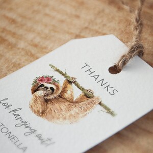 Watercolor Sloth Thank You Tag