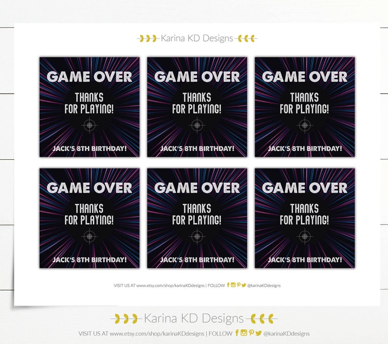 Game Over Thank You Tags - Etsy
