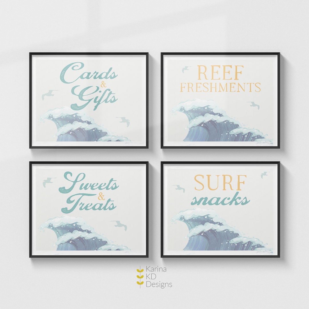 Wave Sign Frame Vintage Wave | Set of 4 Signs (8x10) - Etsy