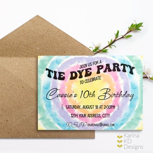Pastel 5x7 Tie Dye Invitation (horizontal)