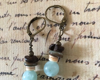 Boho Chic Steampunk Mixed Metal Earrings Vintage Style Rustic Earrings
