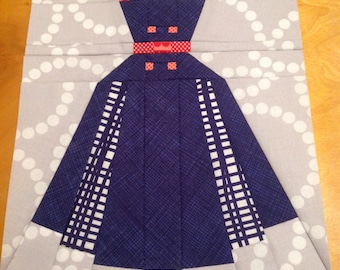 Annette - Vintage Dress - Paper Piecing or Foundation Piecing Quilt Block Pattern