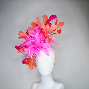 Kentucky Derby Hat Fascinator With Bright Pink Feather  display picture 3