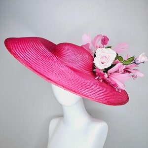 Kentucky Derby Pink Wide-Brim custom Straw Hat with matching pocket square. Darby Straw Hat by Beau Ties of Vermont main image 4