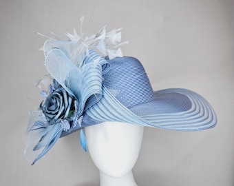 Pearl Bow Sky Blue Hat Pearl Bow Sky Blue Hat