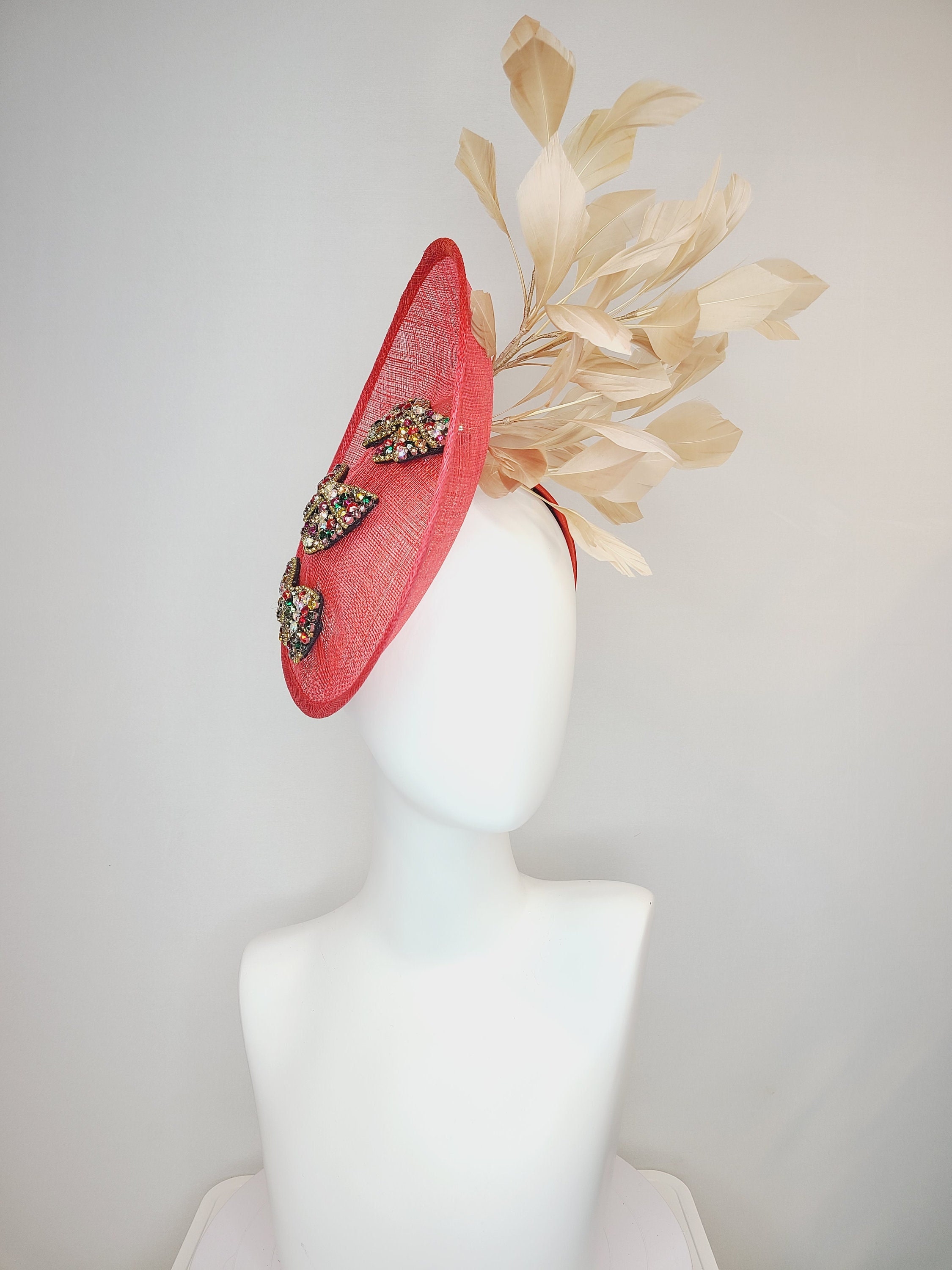 8218 Rose Sinamay Bow Bead Fascinator Hat For Women- Derby & Church Black Large Flower Fascinator Sinamay Church Hat for Women  main image 2