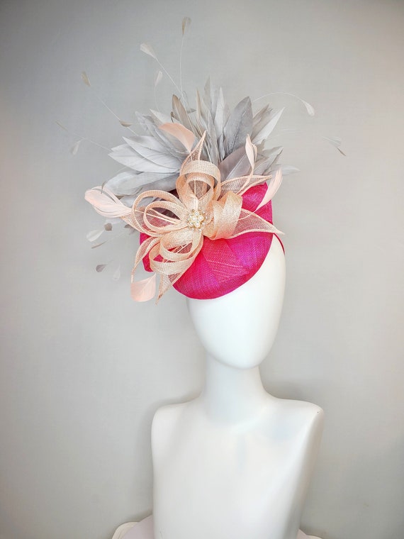 Pink Derby Sinamay Fascinator Pink Sinamay Kentucky Derby Fascinator(m11): Bow/ribbons - Etsy main image 3