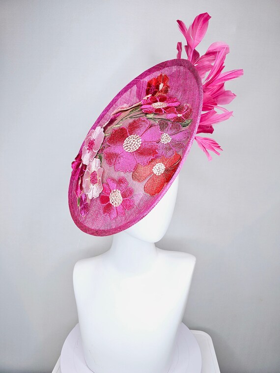 Pink Derby Sinamay Fascinator Pink Sinamay Kentucky Derby Fascinator(m11): Bow/ribbons - Etsy main image 4