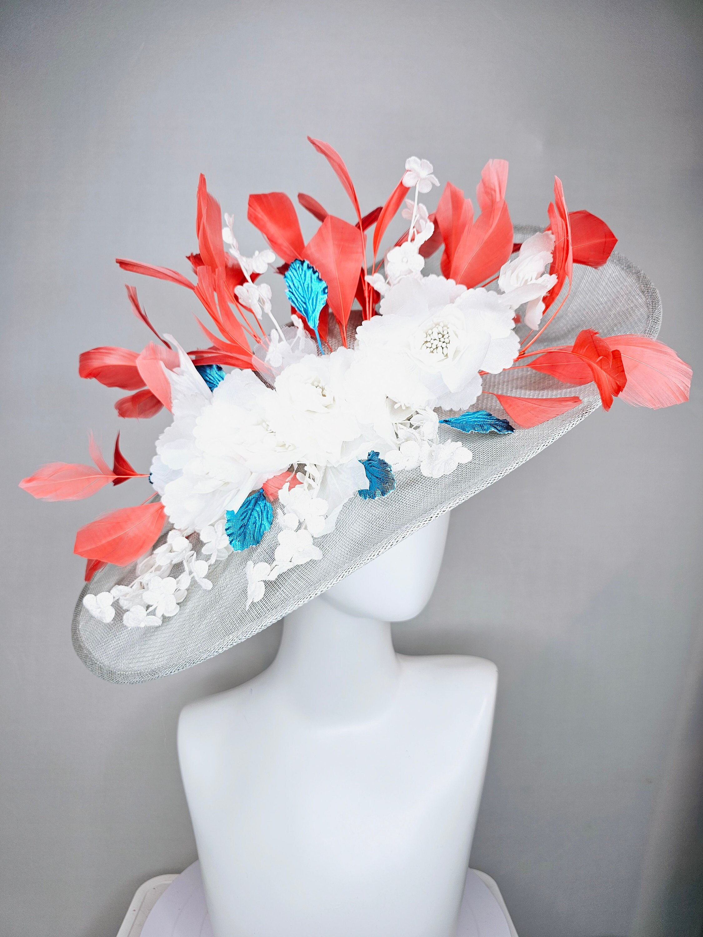 Kentucky Derby Hat Large Wide Brim Sinamay Gray Hat With 