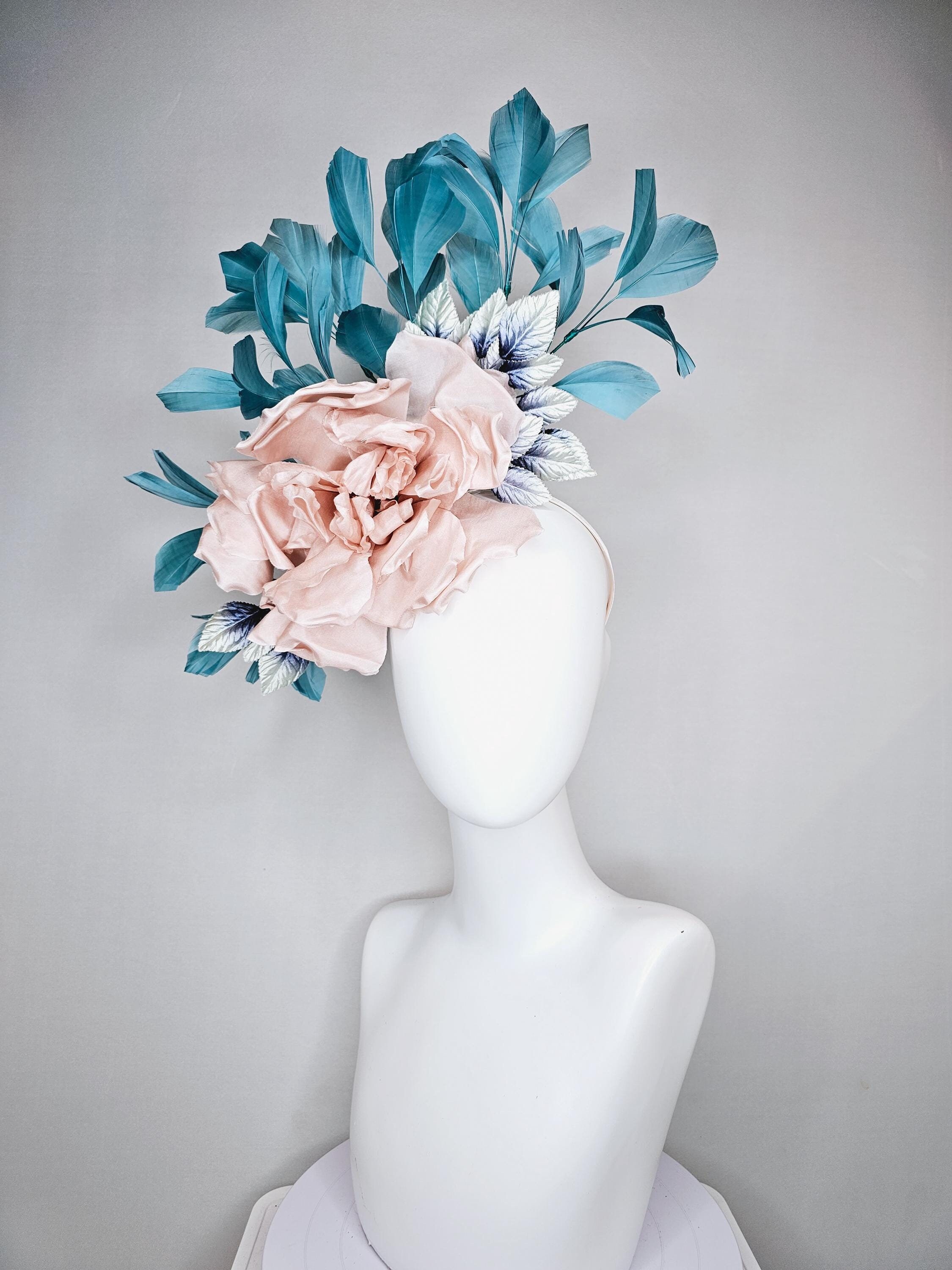 The Hat Doctor Facscinator with Pink & Blue Feathers and Cream Ribbon TheHatDoctor - Etsy main image 4