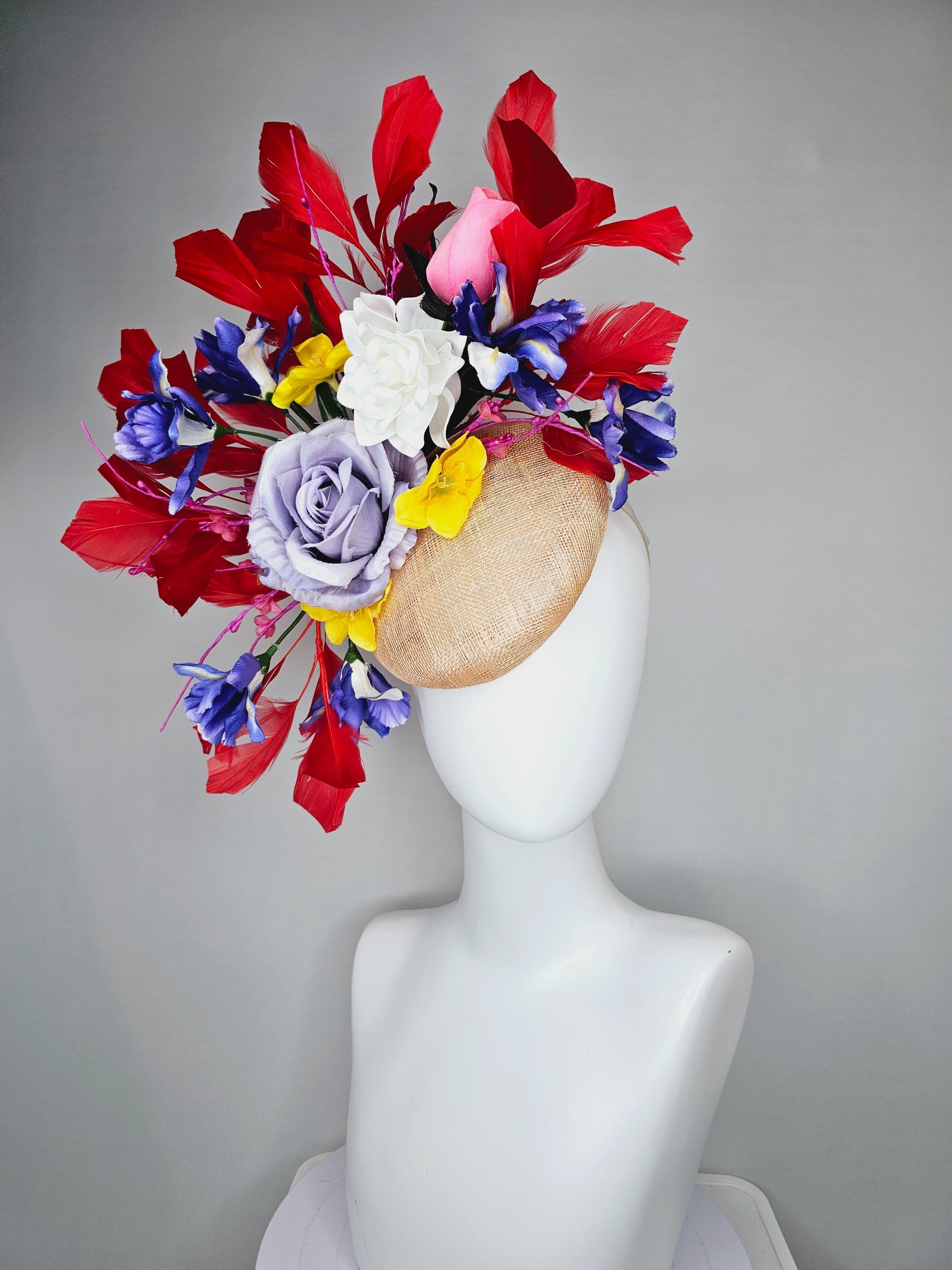 Kentucky Derby Hat Fascinator Neutral Beige Sinamay With  display picture 2