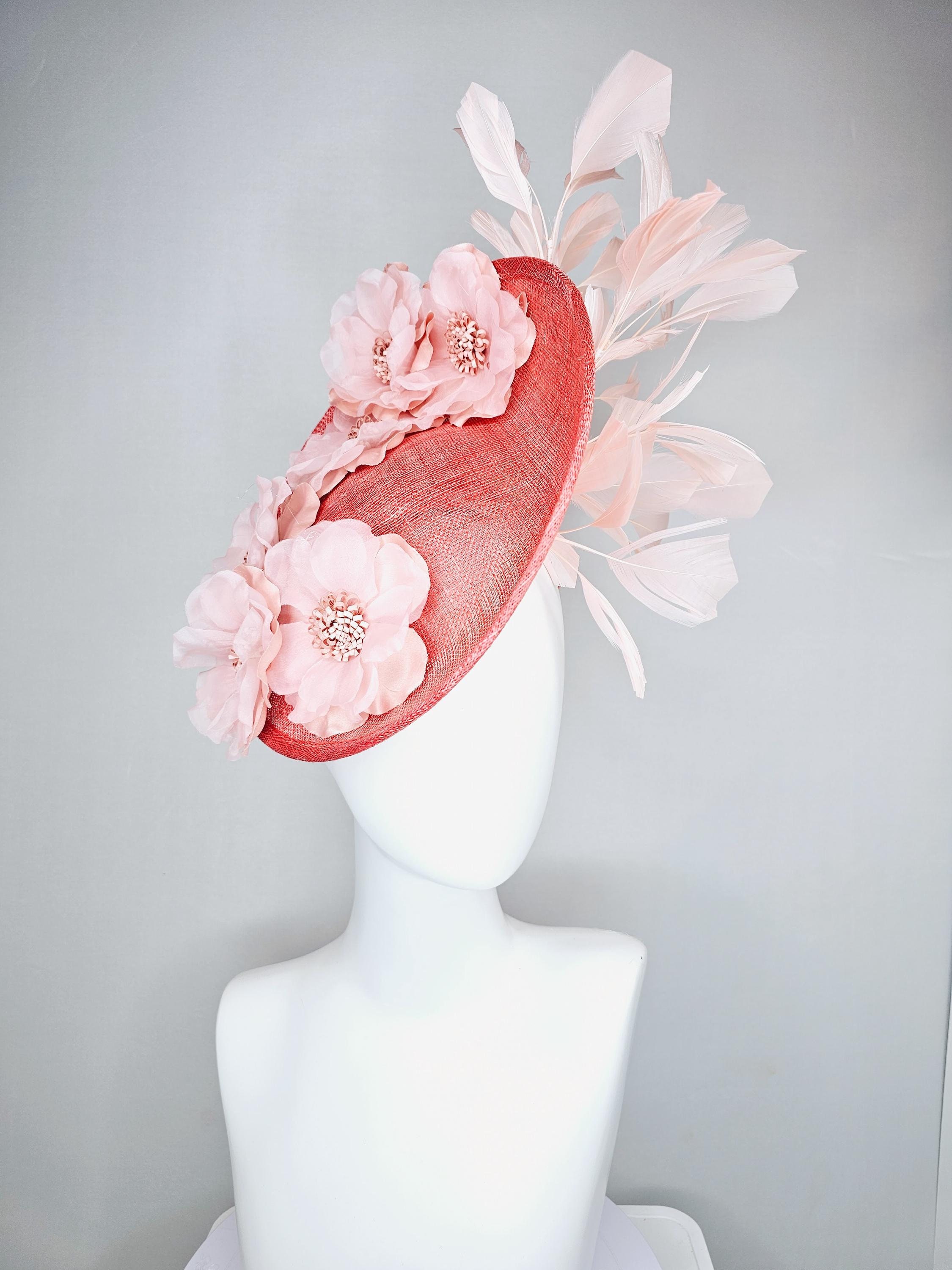 Kentucky Derby Hat Fascinator Coral Orange Sinamay Saucer 