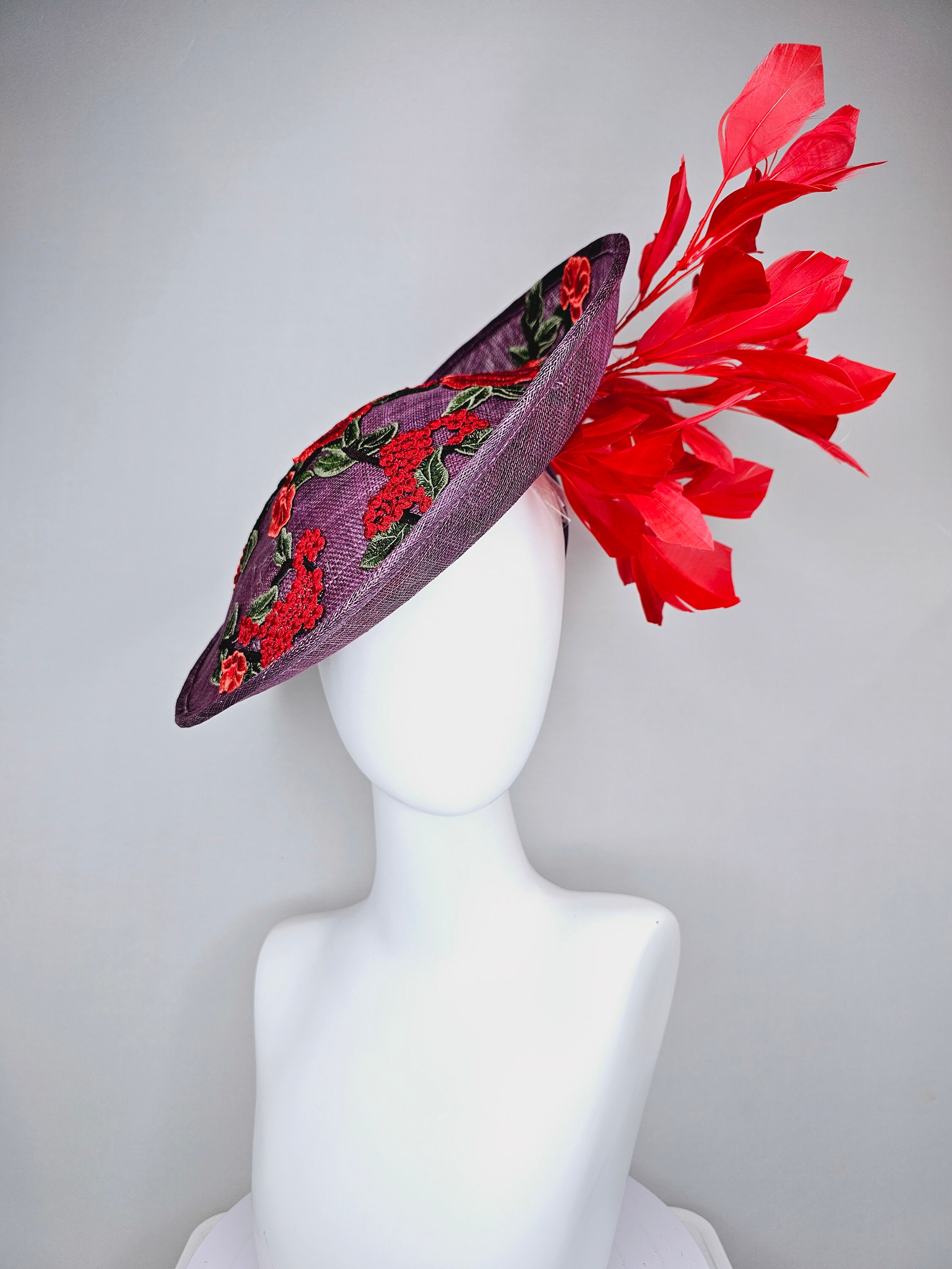 Kentucky Derby Hat Fascinator Purple Violet Sinamay Saucer 
