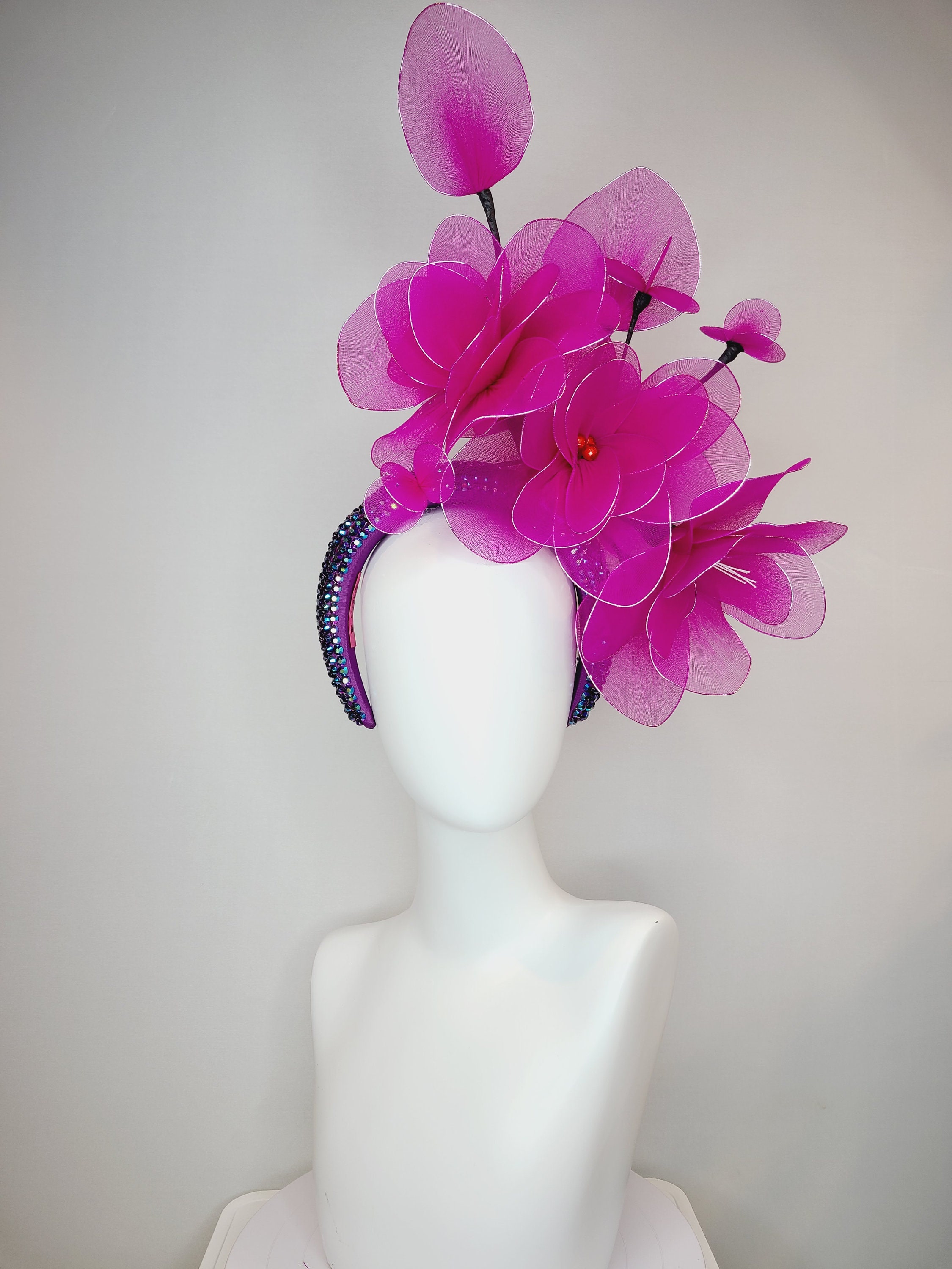 Kentucky Derby Hat Fascinator Purple Sparkling Iridescent Etsy