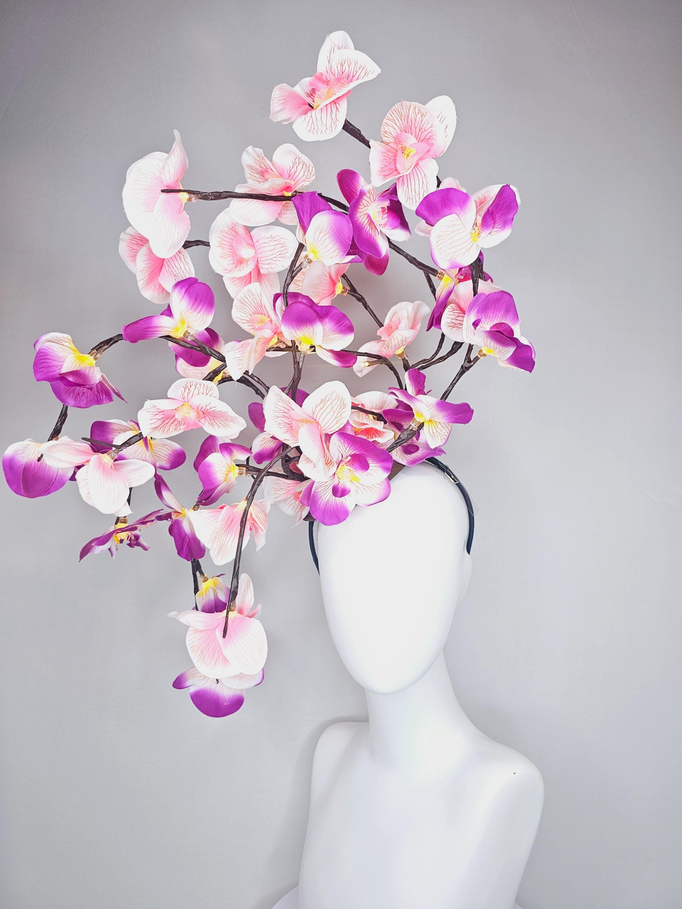 Kentucky Derby Oaks Pink Orchid Floral Pink Mesh Large Fascinator Headpiece Find your perfect fascinator From soft florals to bold  main image 4