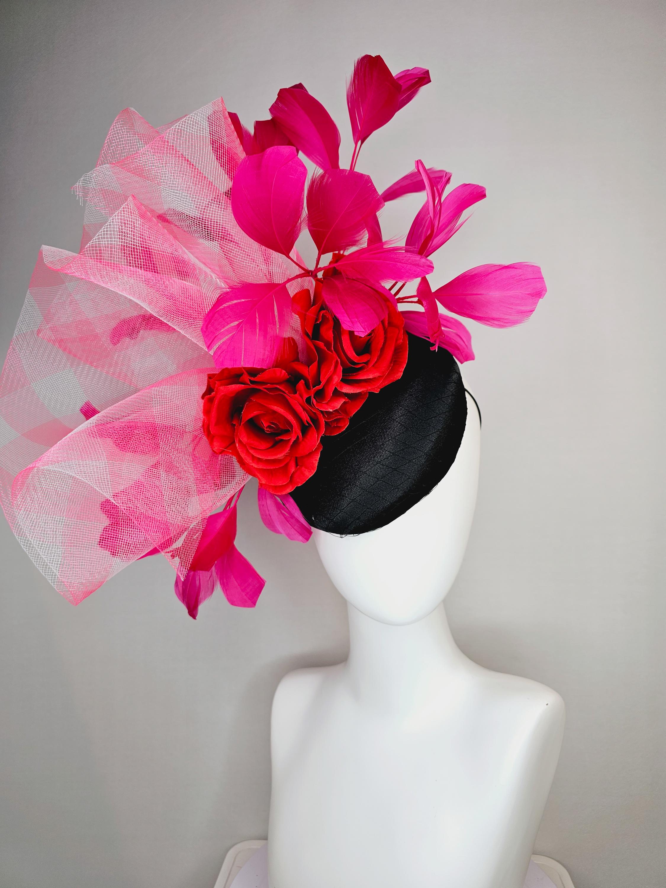 Hot Pink/black Fascinator - Etsy