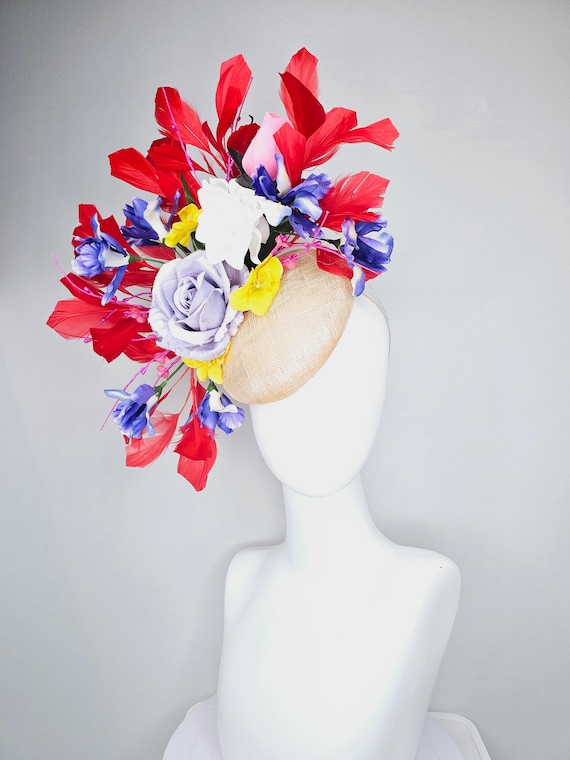 Kentucky Derby Hat Fascinator Neutral Beige Sinamay With 