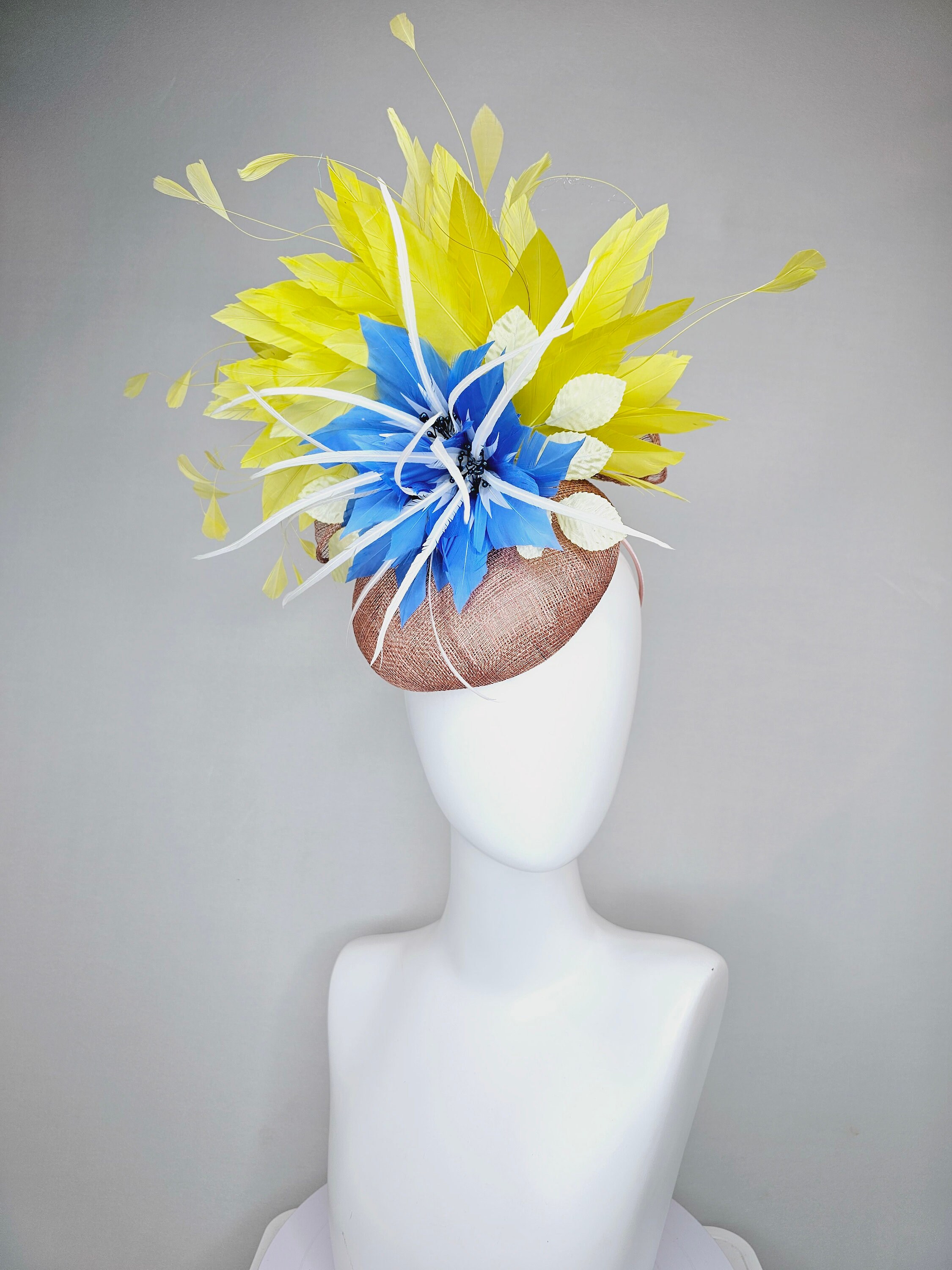 Kentucky Derby Hat Fascinator Taupe Neutral Brown Sinamay 