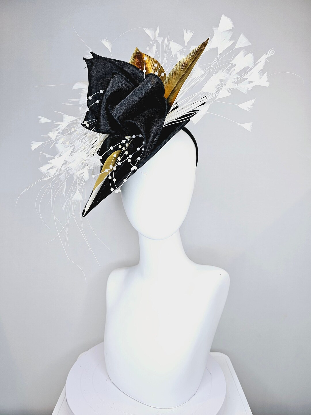 Kentucky Derby Hat Fascinator Large Black Satin Saucer Base Etsy