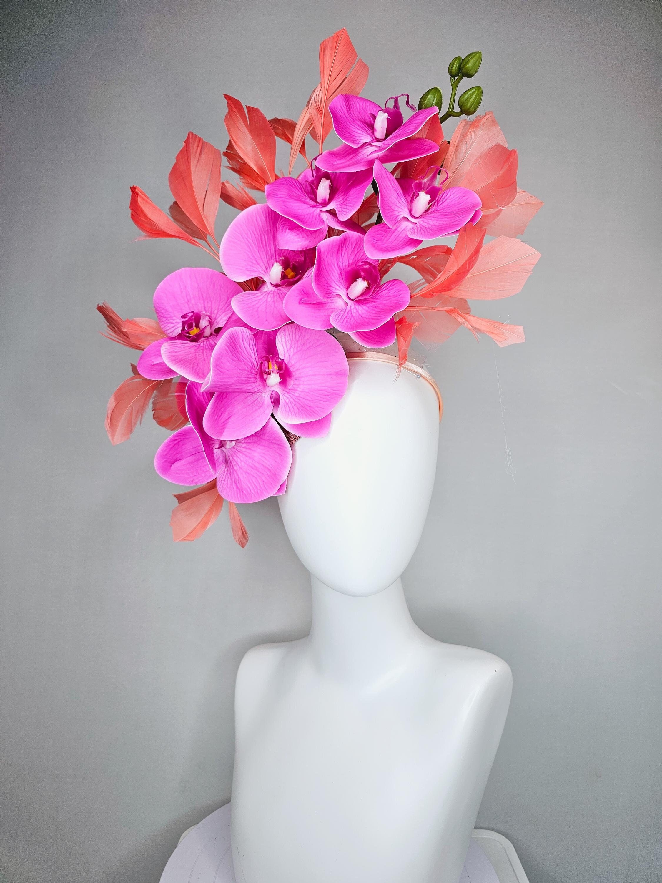 Kentucky Derby Hat Fascinator Bright Pink Fuchsia Orchid  display picture 1