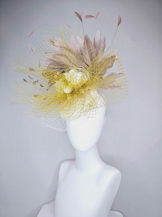 Kentucky Derby Hat Fascinator White Ivory Sinamay With  display picture 1