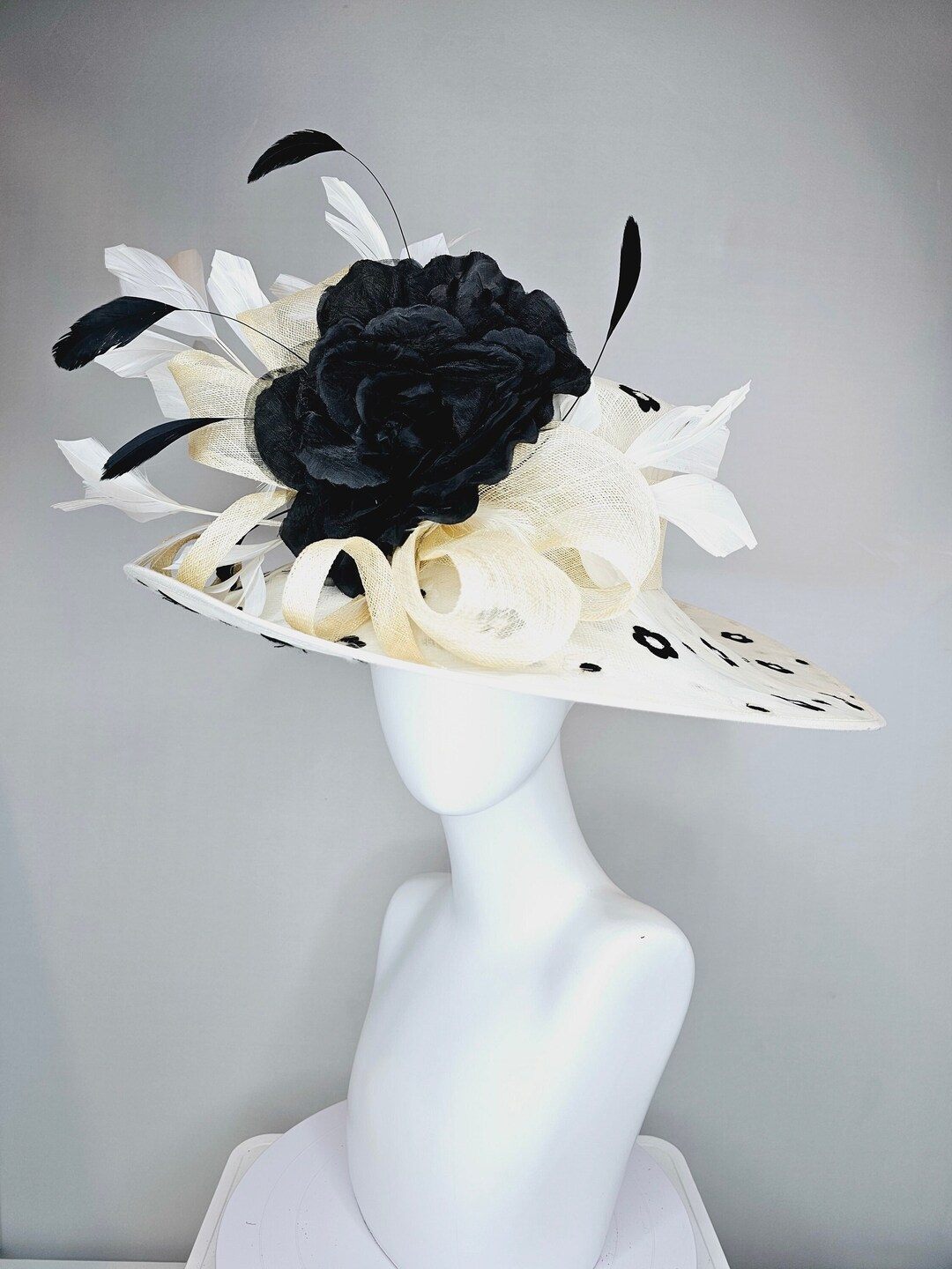 Black Wide Brim Kentucky Derby Hat