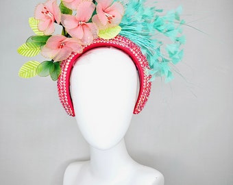 Kentucky Derby Hat Fascinator Turquoise Blue Feathers on  display picture 1