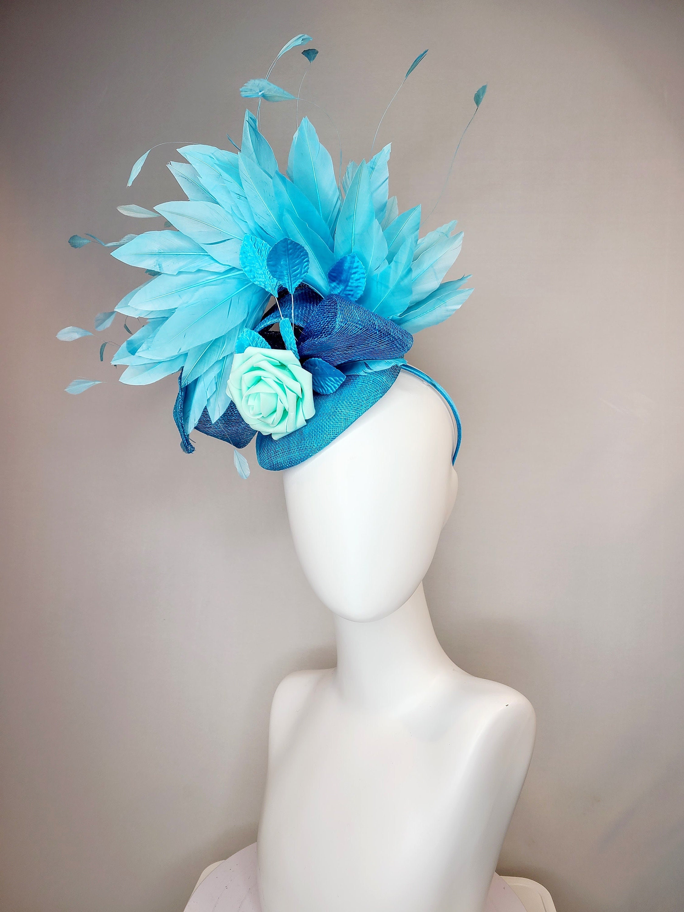 Vincent De Koven RARE Fascinator Hat  ORIGINAL Wedding Bridal Races One off Piece Large Cream Light Blush Pink Feather Straw  main image 4