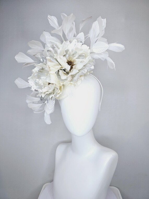 Kentucky Derby Hat Fascinator Ivory Cream Sinamay Ivory  display picture 3